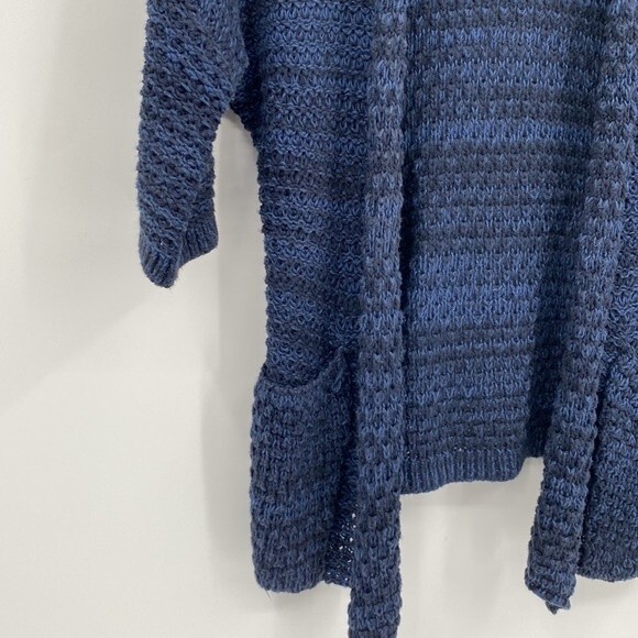 Gap Kids Open Front 3/4 Sleeve Knit Cardigan Sweater Marled Blue Black Size L 10 - Picture 2 of 7